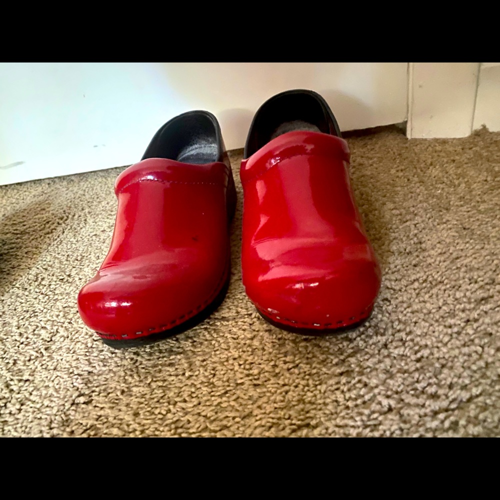 Red DANSKO clogs
